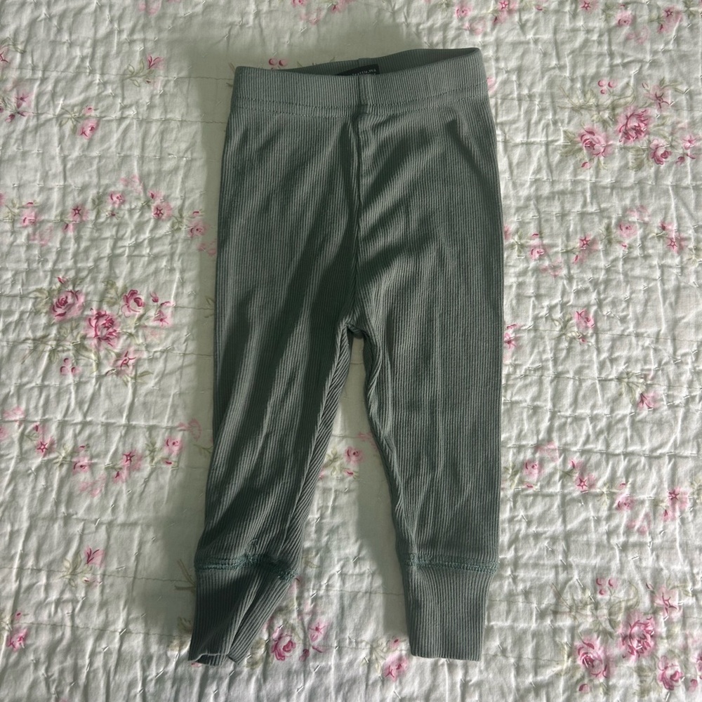 Little bipsy green ribbed pants size 3-6 months